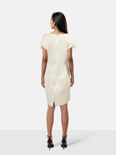 Dior Ecru Short Sleeve Bow Knee Length Dress Size XXL