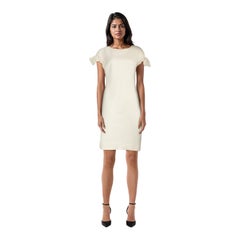 Dior Ecru Short Sleeve Bow Knee Length Dress Size XXL