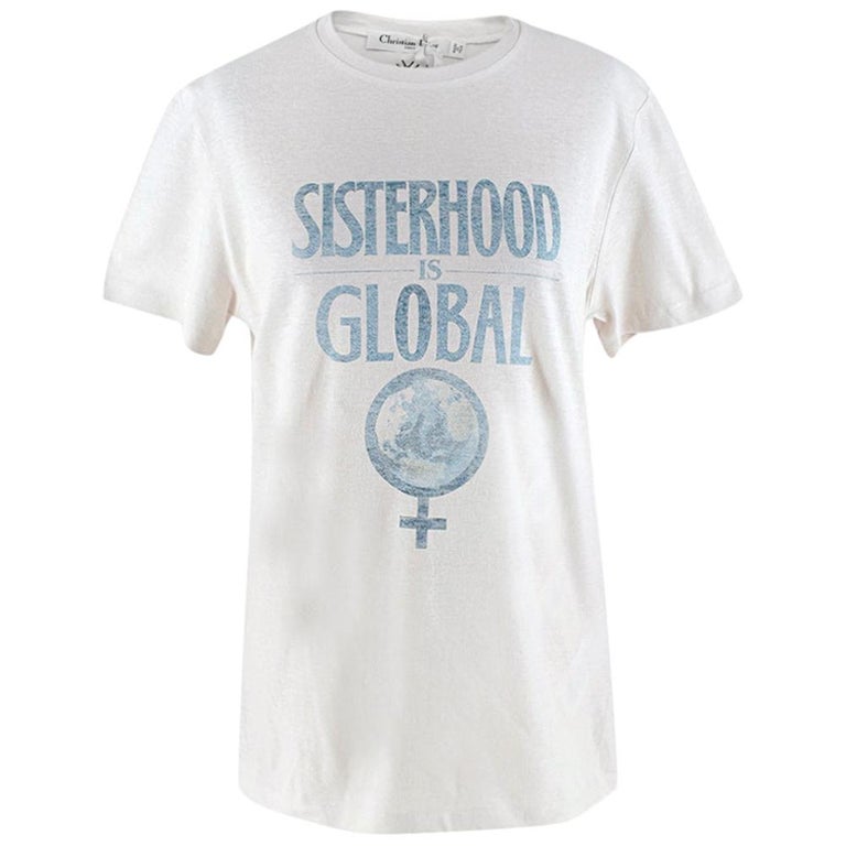 Dior Ecru Sisterhood is Global T-Shirt - Size S at 1stDibs