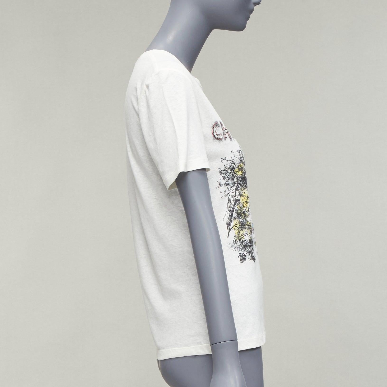 DIOR ecru Toile De Jouy Logo Grafikdruck Baumwolle Leinen Kurzarm-T-Shirt XS Damen im Angebot