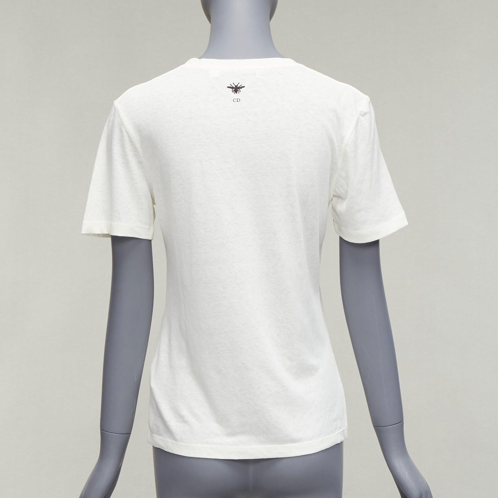 DIOR ecru Toile De Jouy Logo Grafikdruck Baumwolle Leinen Kurzarm-T-Shirt XS im Angebot 1