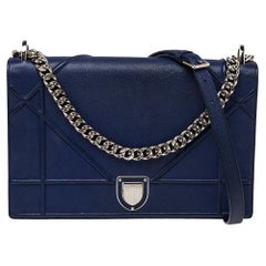 Dior Electric Blue Leather Large Diorama Flap Shoulder Bag