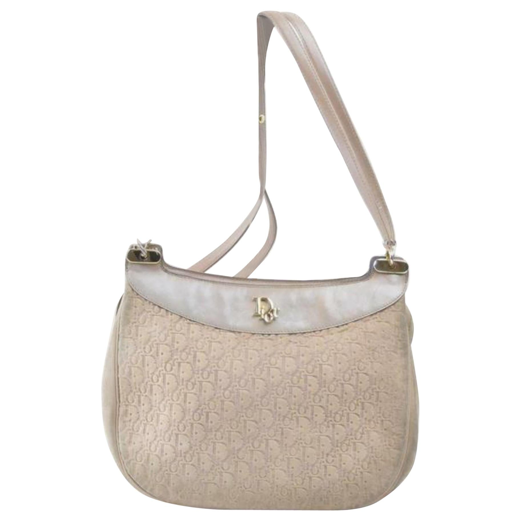 Dior Embossed Oblique Signature Trotter Cross Body 870596 Beige Shoulder Bag For Sale