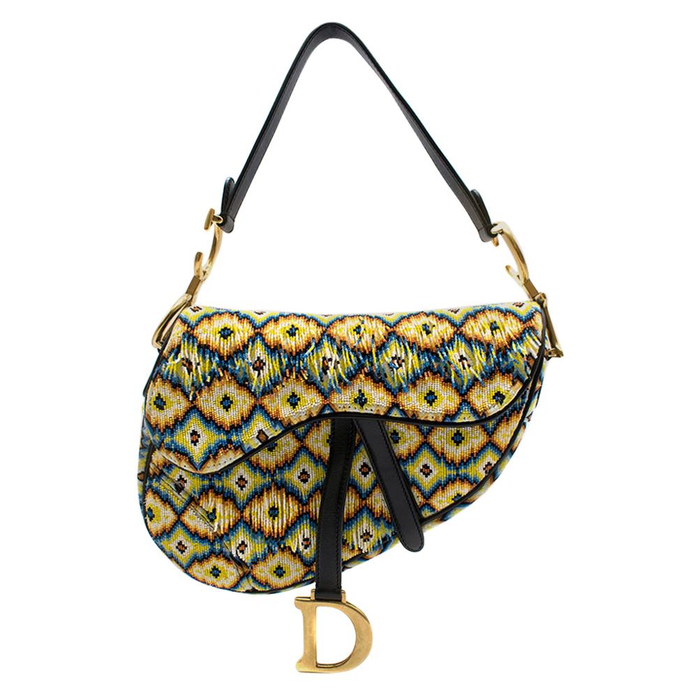 Dior Embroidered Fringe & Beads Multi-Colour Saddle Bag	 For Sale