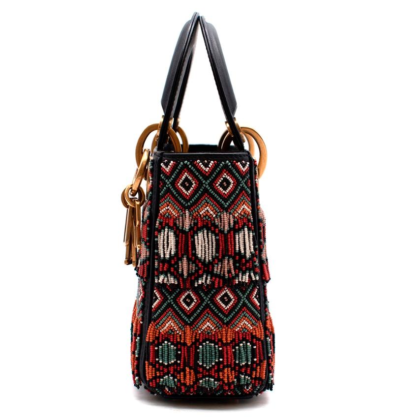 Nero Borsa Dior ricamata con frange Mini Dior