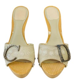 Dior Embroidered Leather 'CD' Clog Sandals