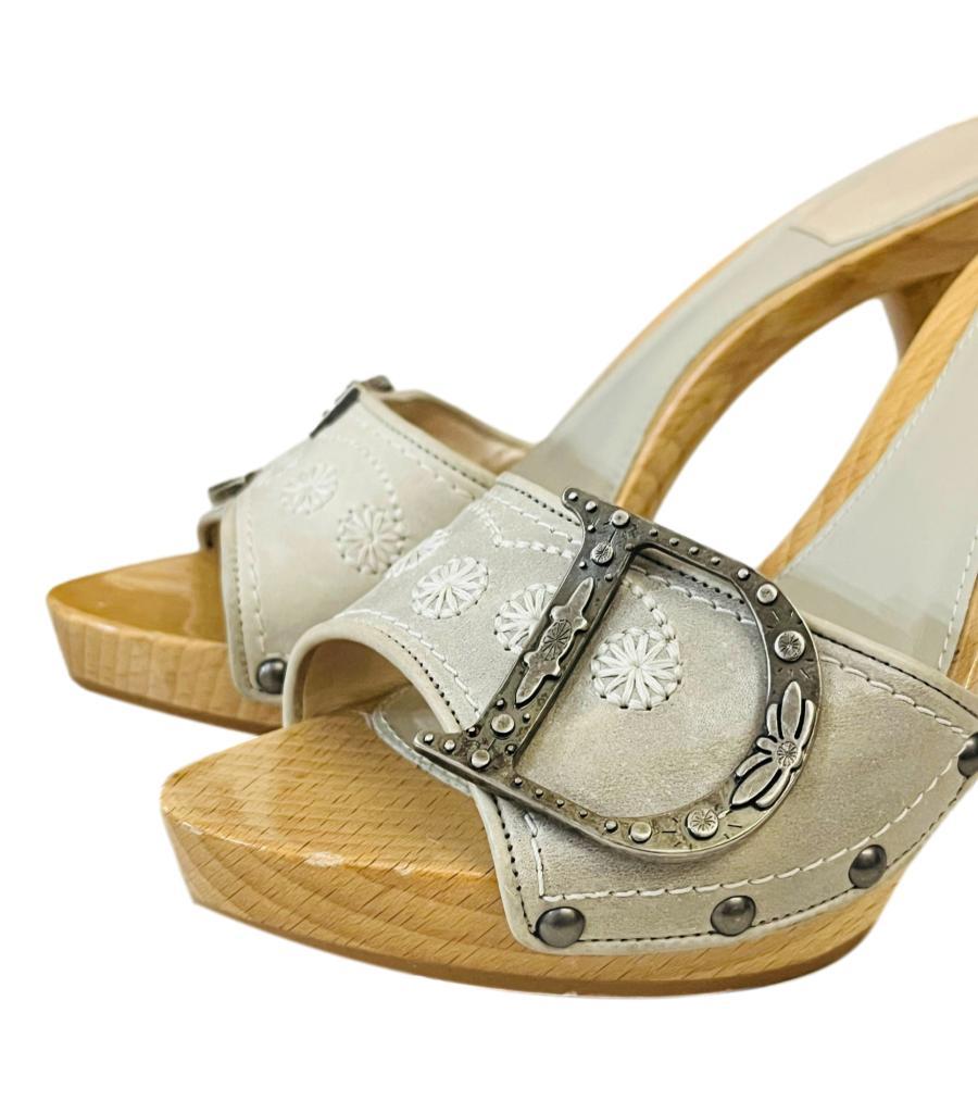 Women's Dior Embroidered Leather 'CD' Clog Sandals