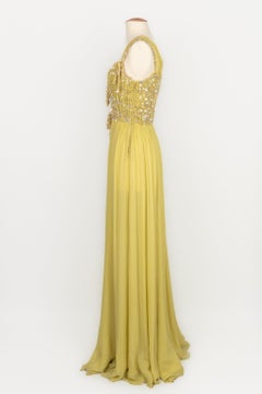 Dior Embroidered Long Yellow Silk Muslin Dress Resort, 2011