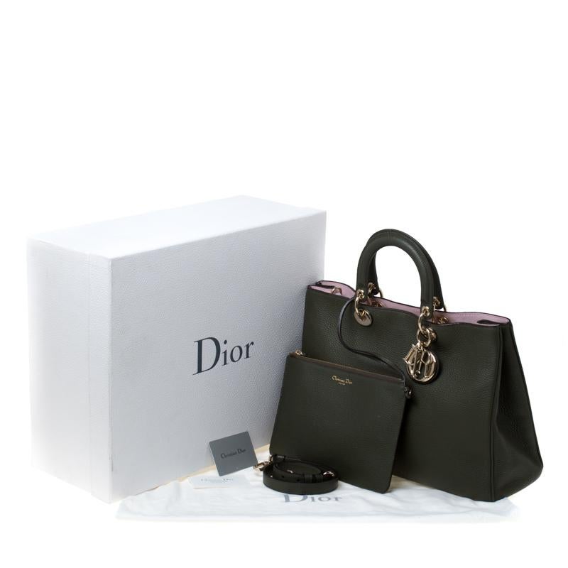 Dior Emerald Green Leather Large Diorissimo Shopper Tote 8