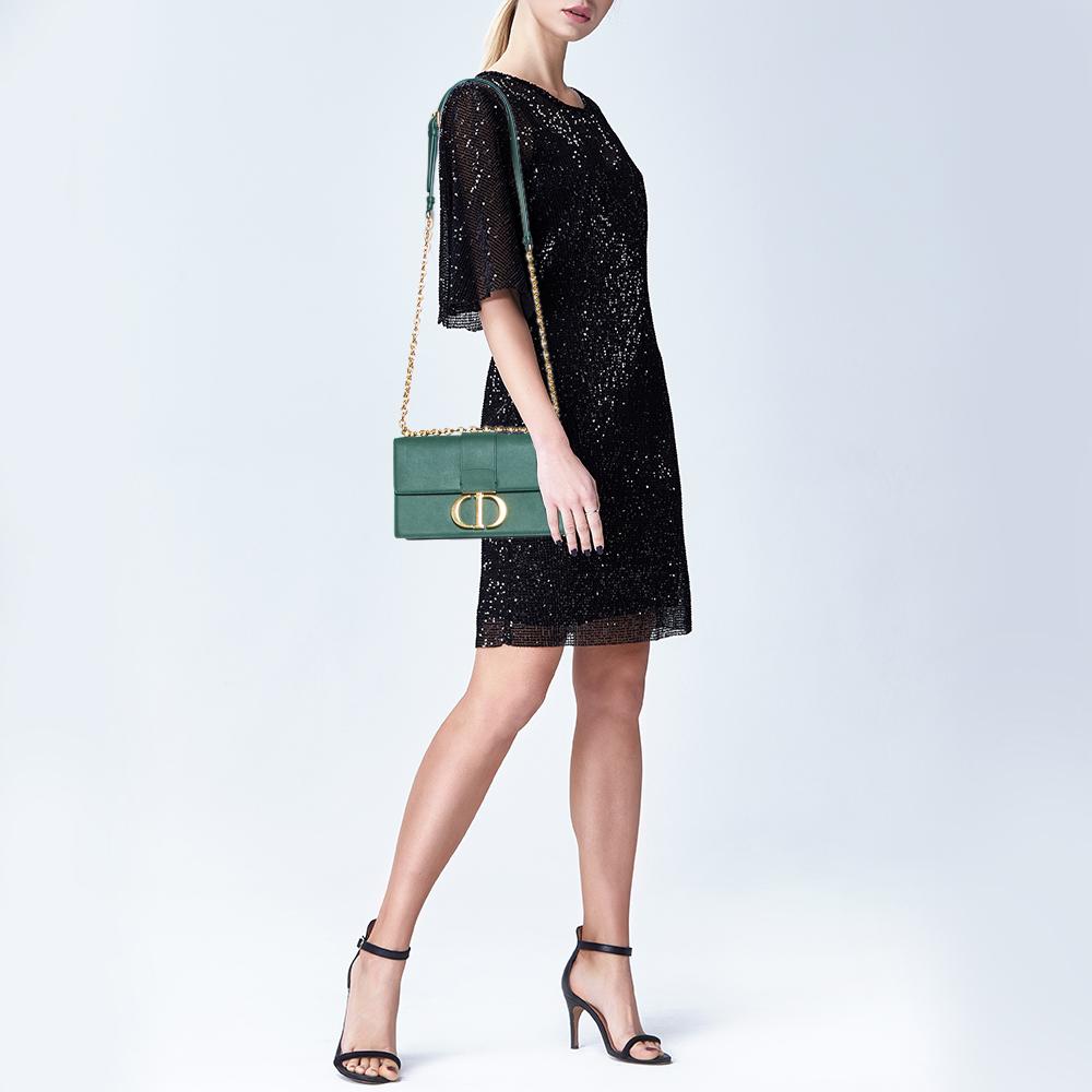 Dior Borsa a tracolla Montaigne 30 Flap in pelle verde smeraldo 6