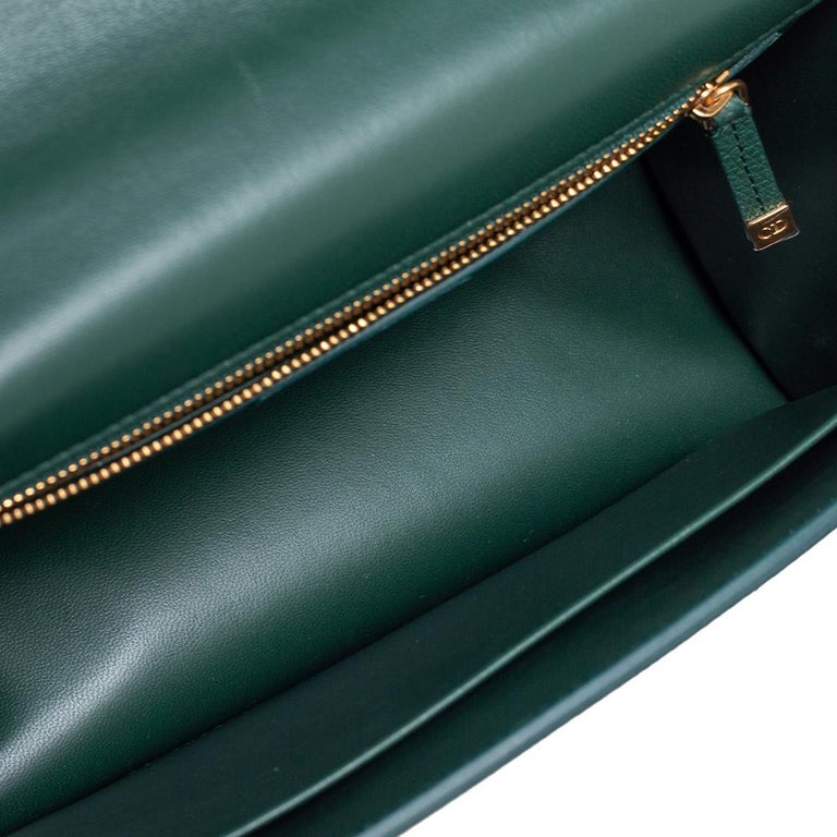Dior Emerald Green Leather Montaigne 30 Flap Shoulder Bag at 1stDibs