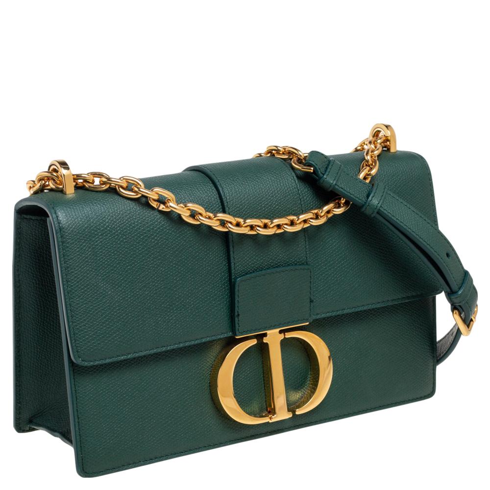 Dior Borsa a tracolla Montaigne 30 Flap in pelle verde smeraldo 4
