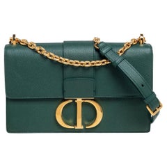 Dior Emerald Green Leather Montaigne 30 Flap Shoulder Bag at 1stDibs