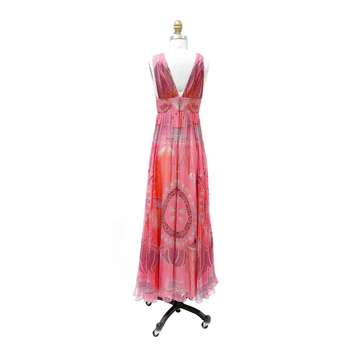 Pink Dior Empire Squiggle Print Dress For Sale