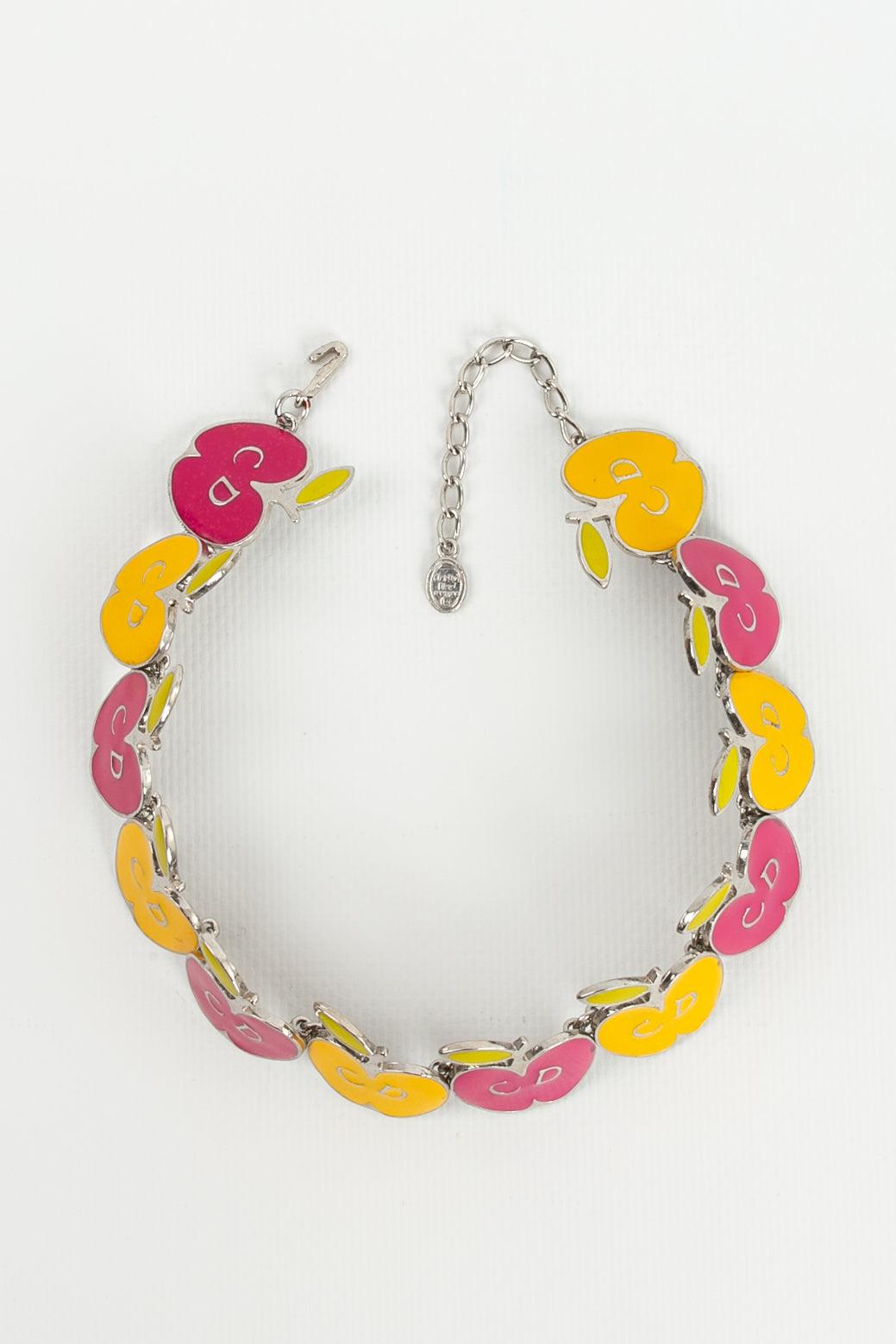 Dior Enameled Short Necklace in Silver Plated In Excellent Condition In SAINT-OUEN-SUR-SEINE, FR