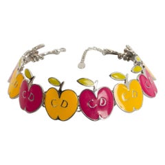 Dior Enameled Short Necklace in Silver Plated