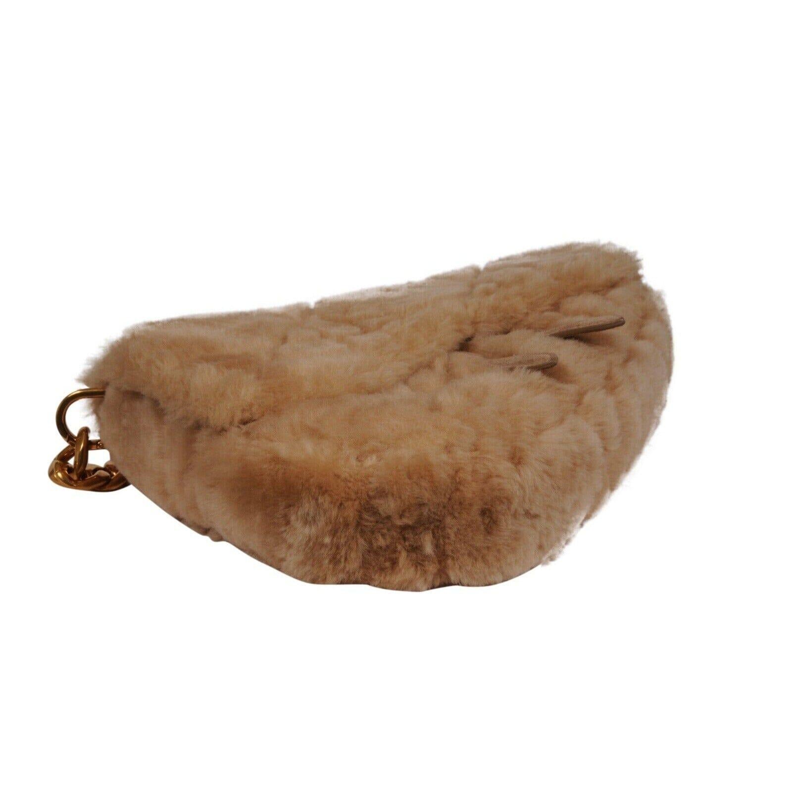 Dior ERL Venice Saddle Bag Brown Shearling Fur Chain Crossbody Shoulder Strap en vente 7