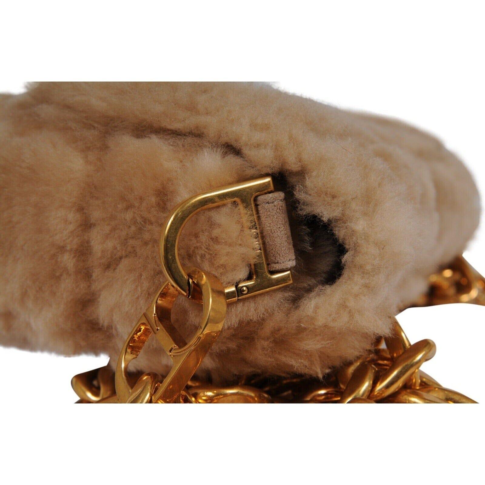 Dior ERL Venice Saddle Bag Brown Shearling Fur Chain Crossbody Shoulder Strap Unisexe en vente