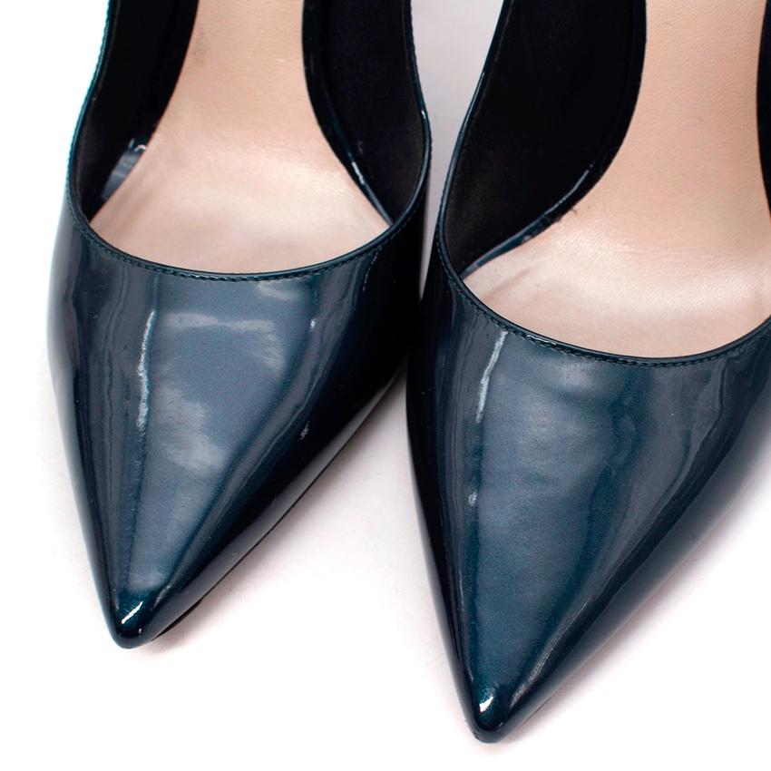 navy blue patent leather heels
