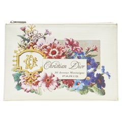 DIOR Ete 2023 30 Avenue Montaigne Paris Blumendruck Leinwand Reißverschluss Tasche