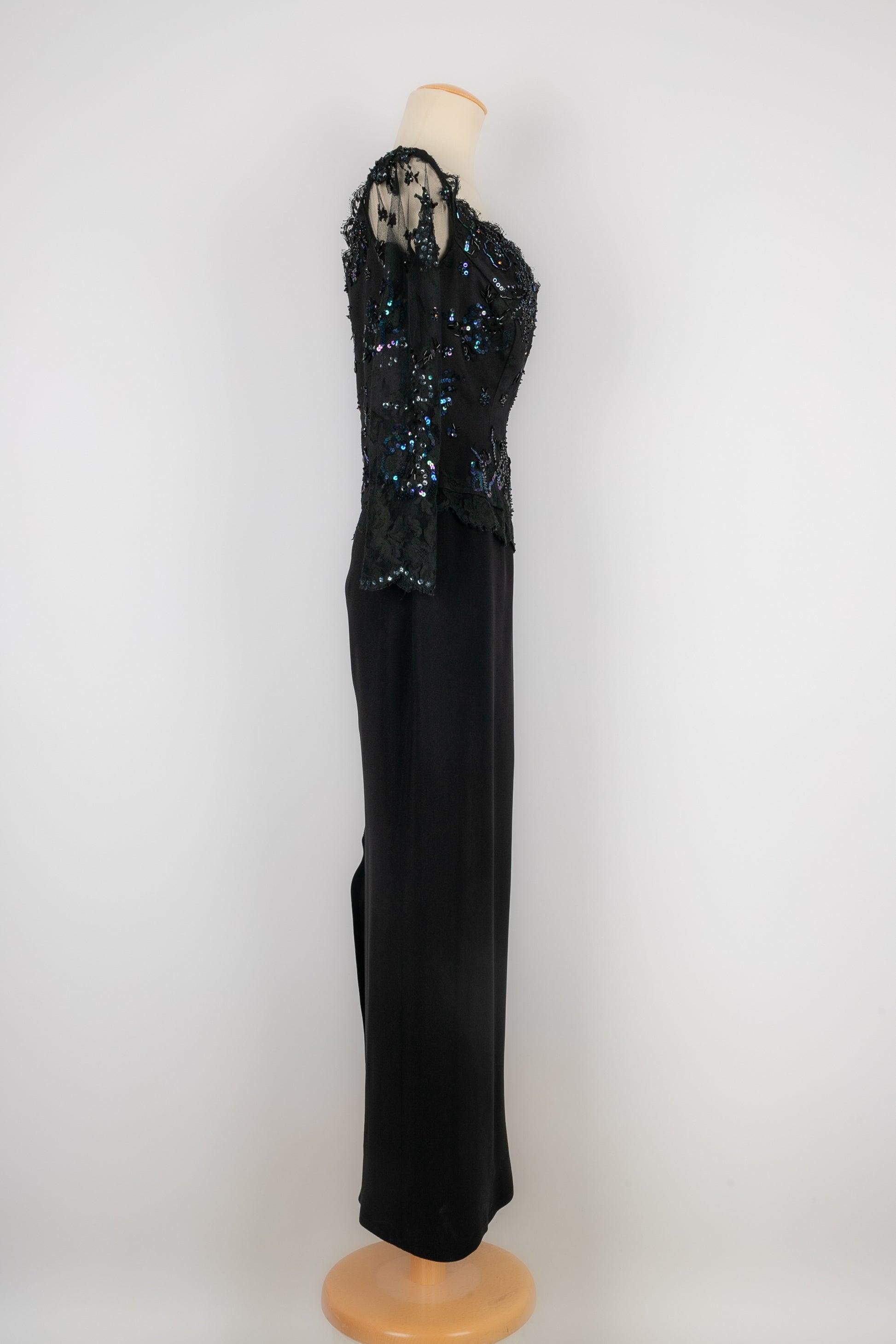 Vestido de noche Dior de crepé negro y encaje en Excelente estado para la venta en SAINT-OUEN-SUR-SEINE, FR