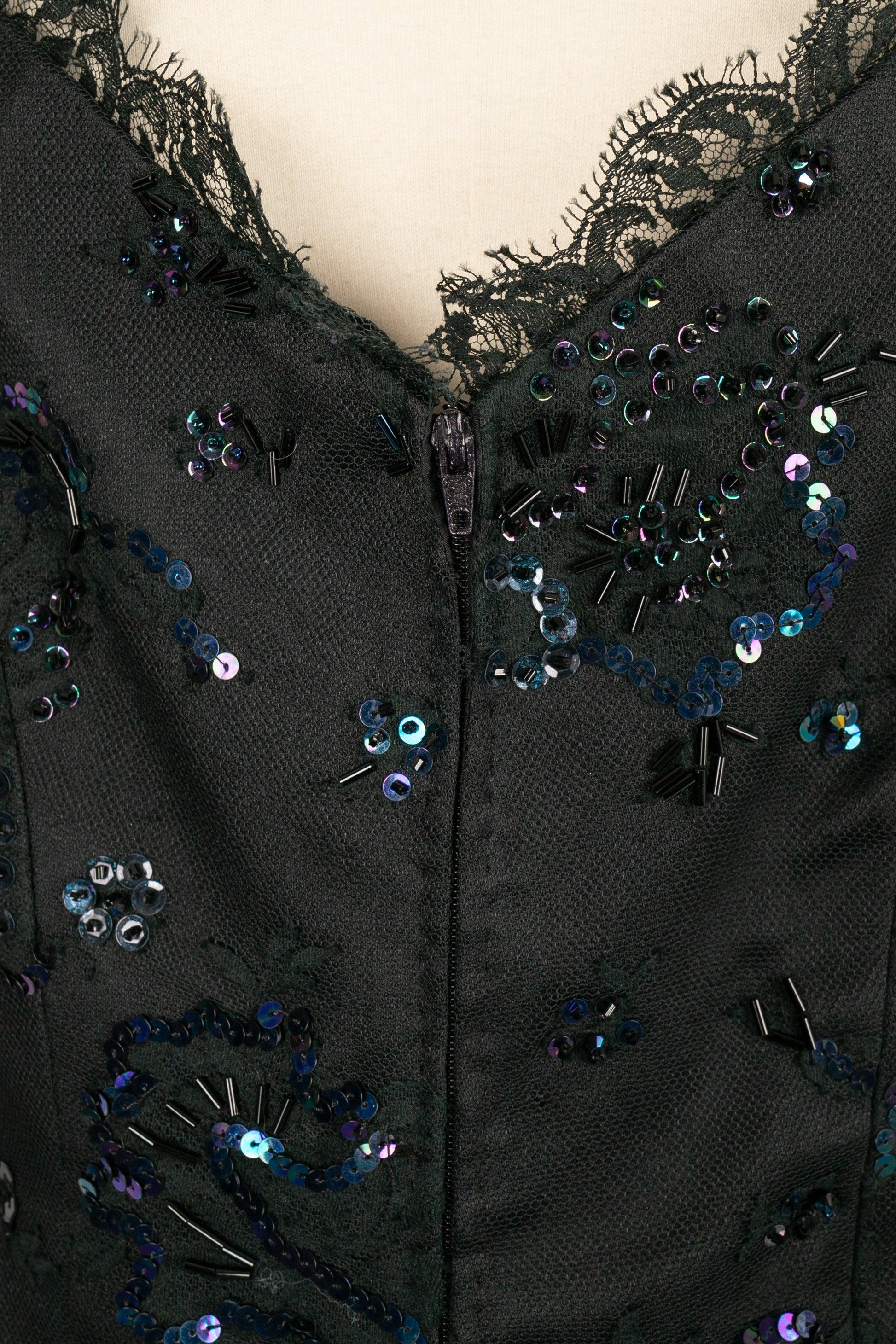 De las mujeres Vestido de noche Dior de crepé negro y encaje en venta