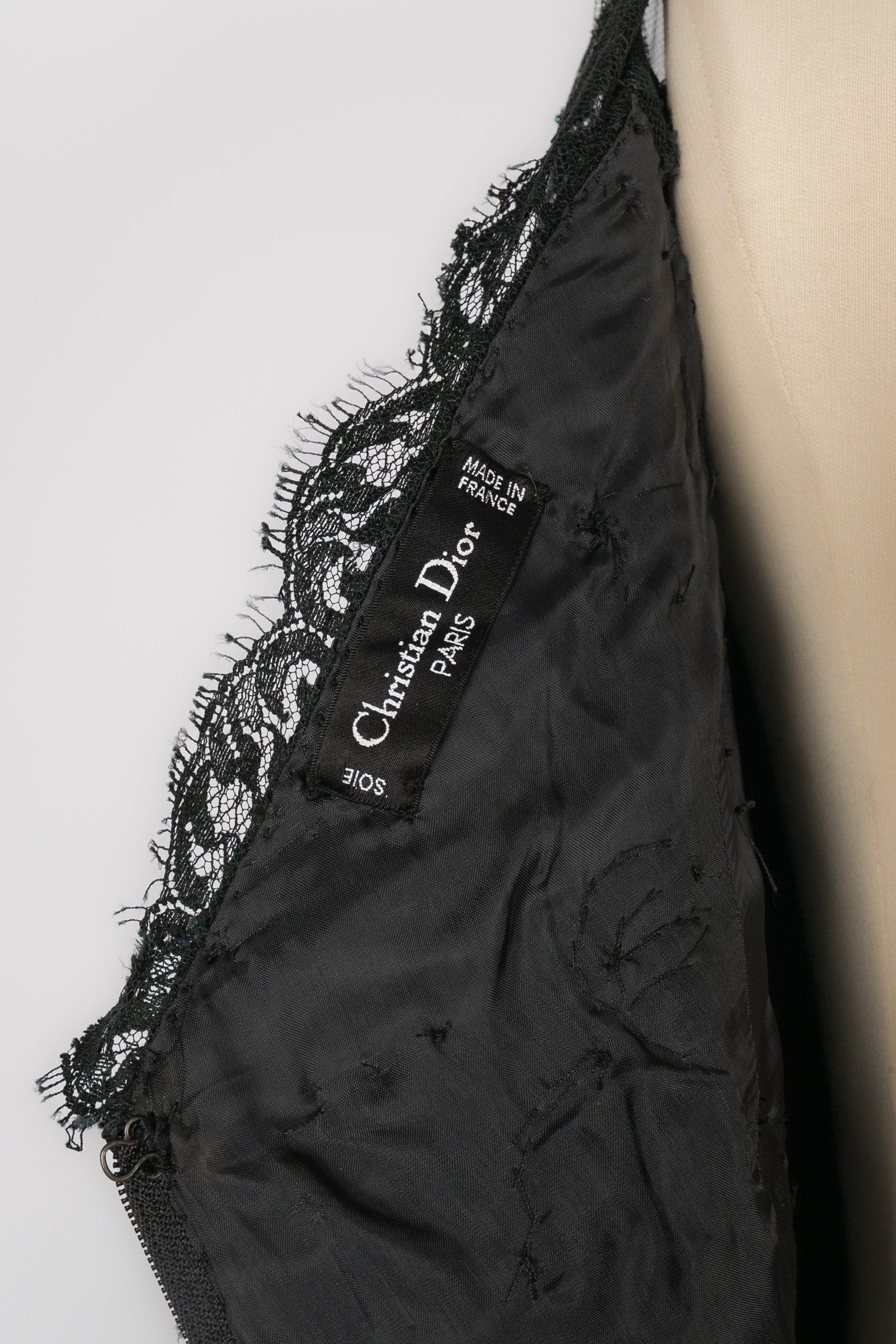Vestido de noche Dior de crepé negro y encaje en venta 2