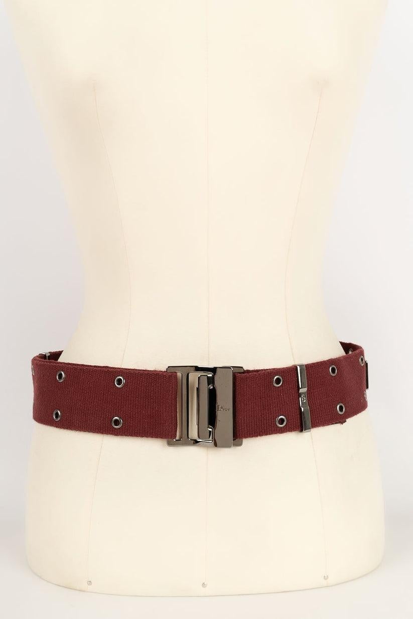 Dior Fabric and Leather Belt In Excellent Condition For Sale In SAINT-OUEN-SUR-SEINE, FR