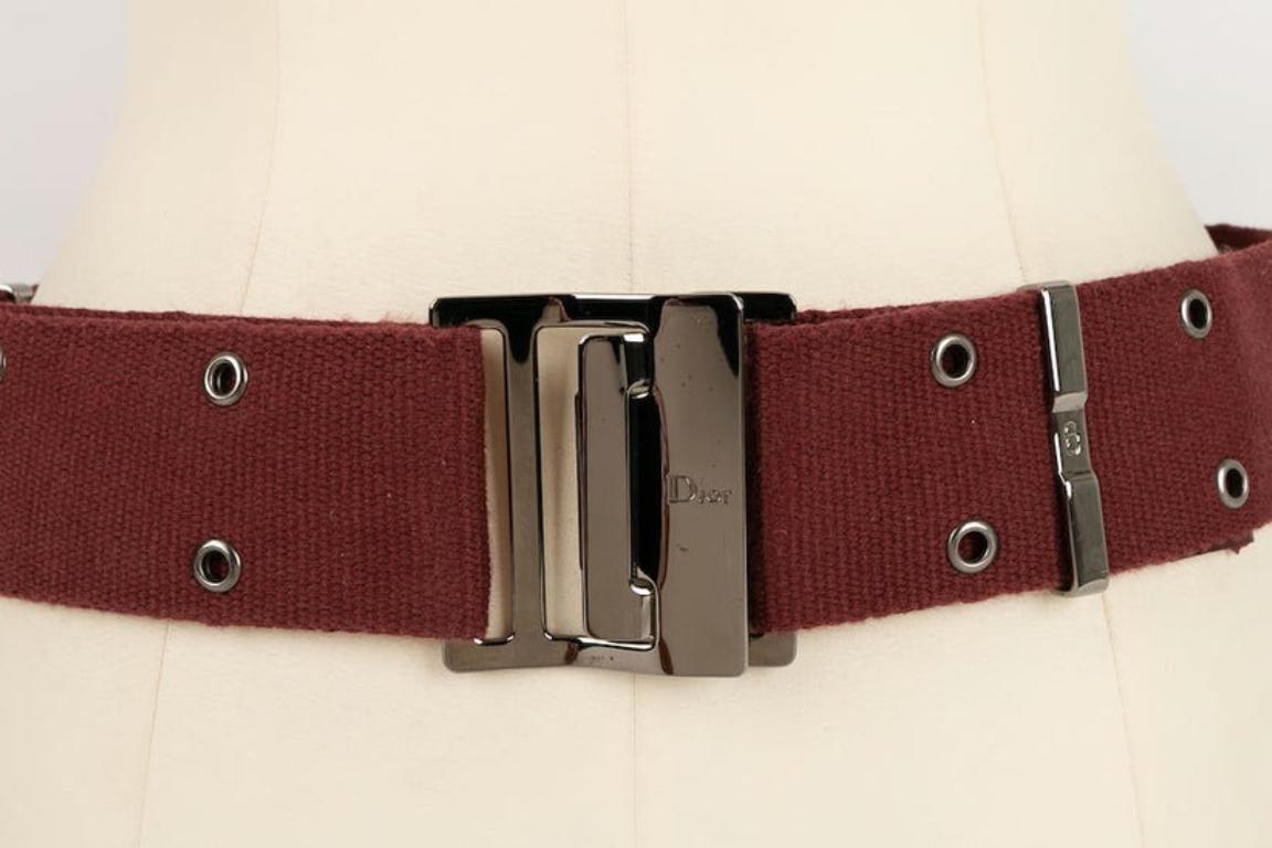 Women's Dior Fabric and Leather Belt For Sale