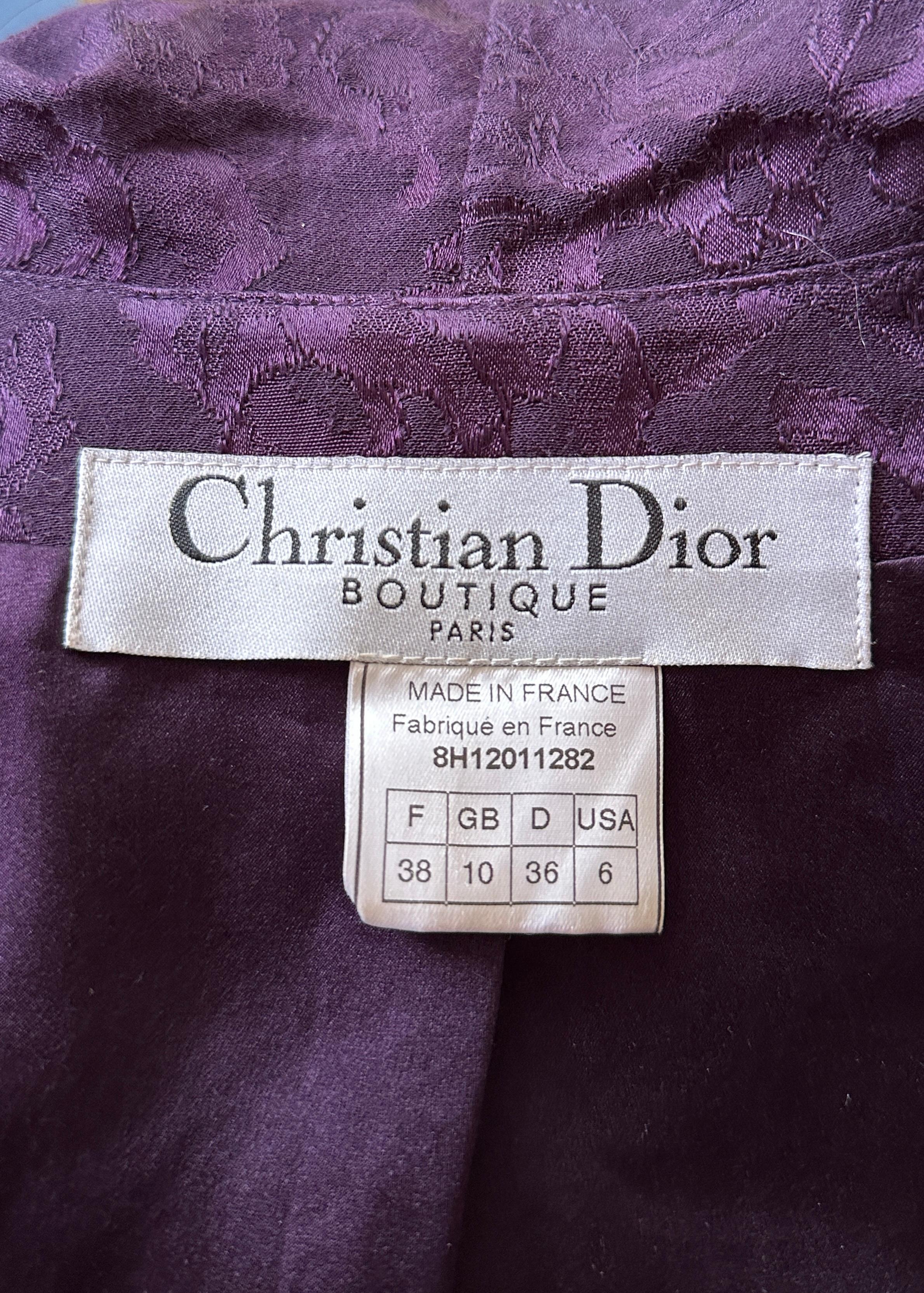 Dior Fall 1998 Purple Silk Brocade and Lace Skirt & Jacket Set For Sale 6