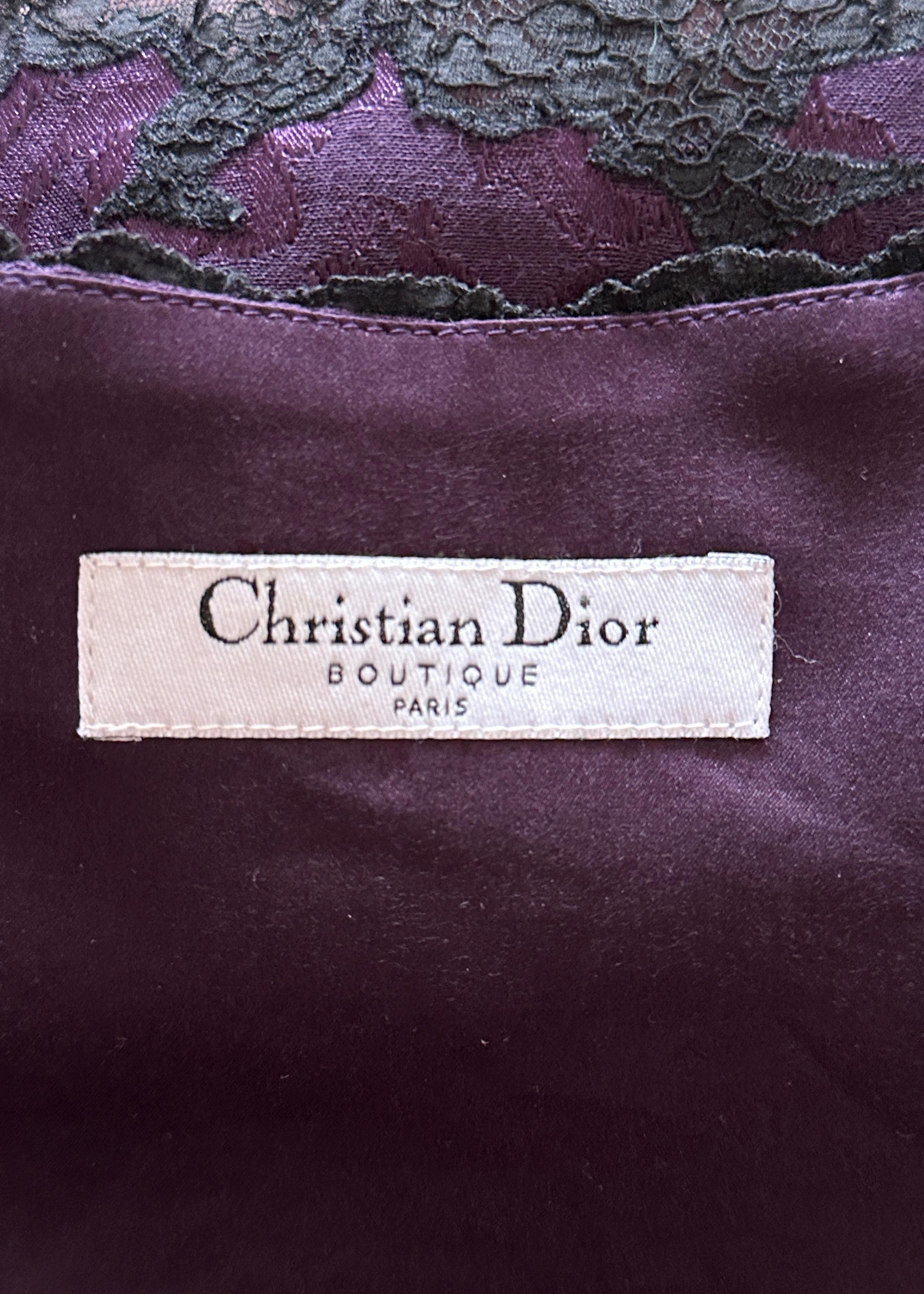 Dior Fall 1998 Purple Silk Brocade and Lace Skirt & Jacket Set For Sale 7