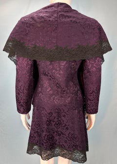 Dior Fall 1998 Purple Silk Brocade and Lace Skirt & Jacket Set