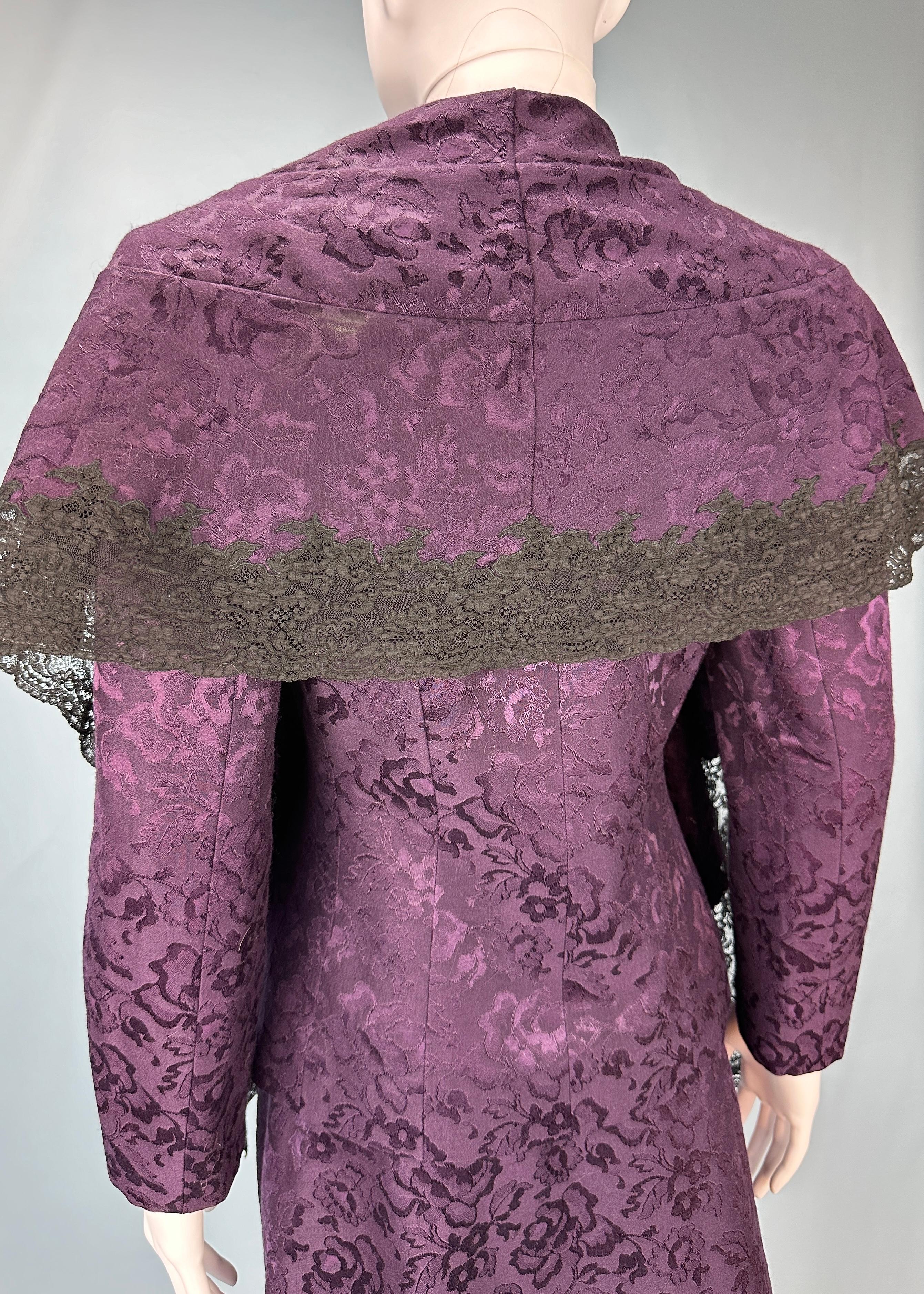 Dior Fall 1998 Purple Silk Brocade and Lace Skirt & Jacket Set For Sale 4