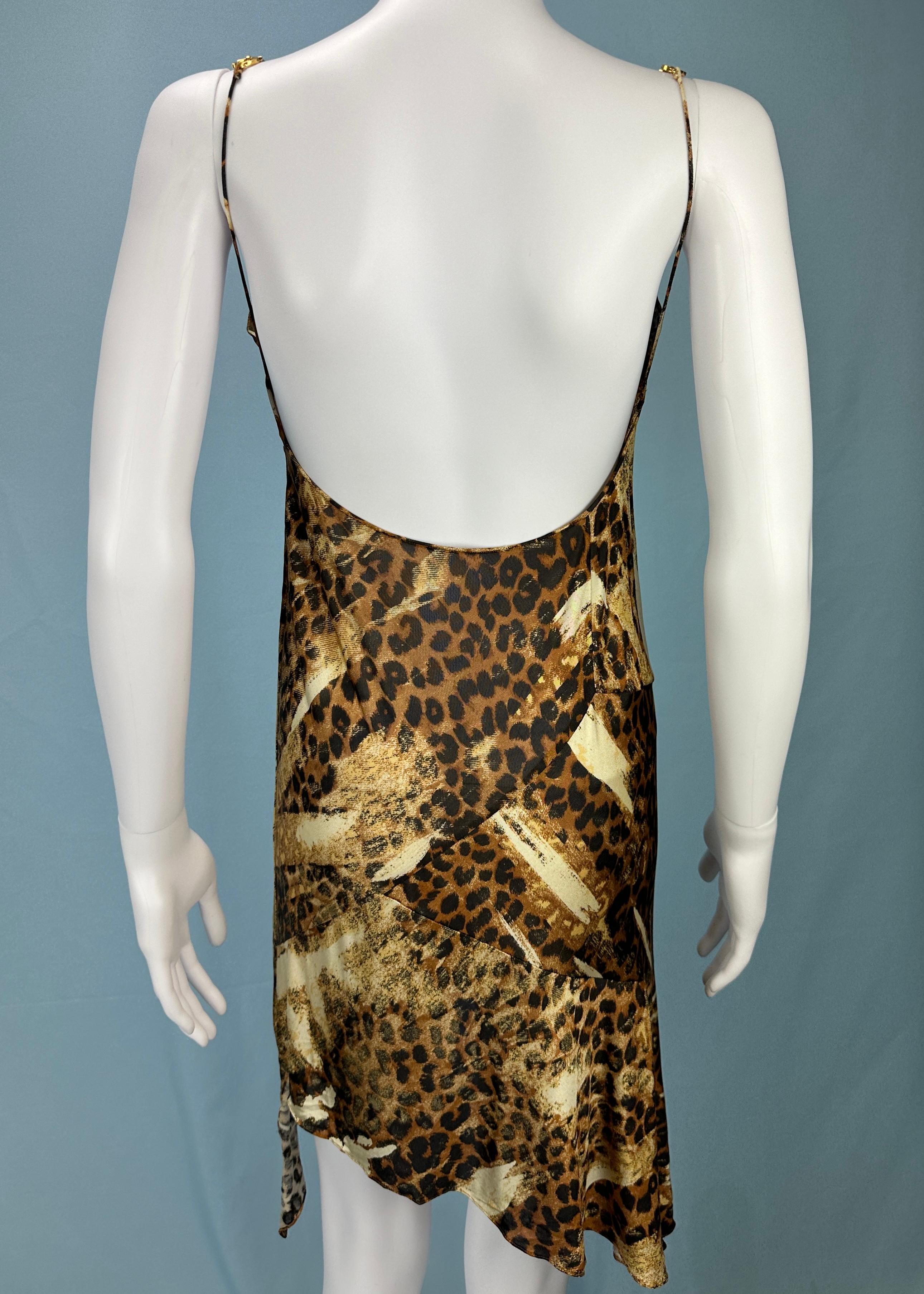 Women's Dior Fall 2000 CD Strap Leopard Asymmetric Dress