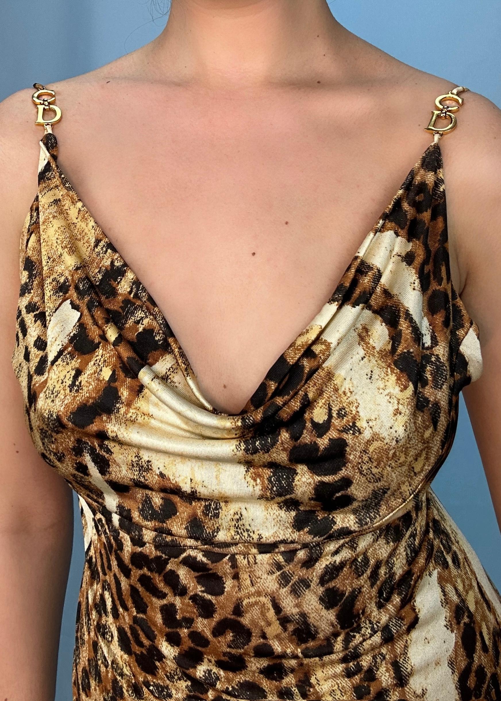Dior Fall 2000 CD Strap Leopard Asymmetric Dress 3