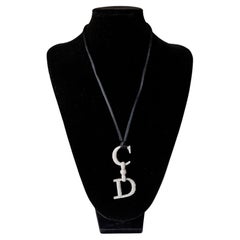 Dior Fall 2000 Pavé Crystal Logo Necklace