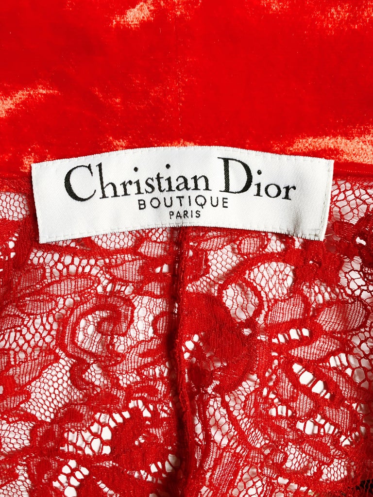 Dior Fall 2003 RTW Red Lace Set For Sale 4