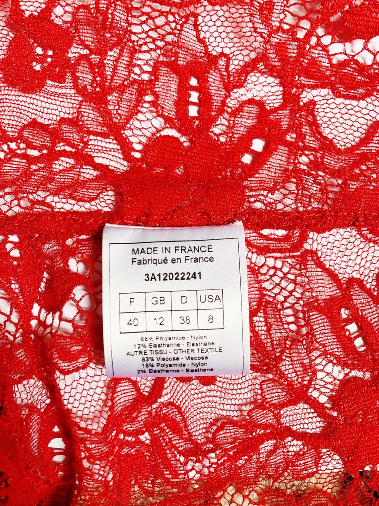 Dior Fall 2003 RTW Red Lace Set For Sale 5