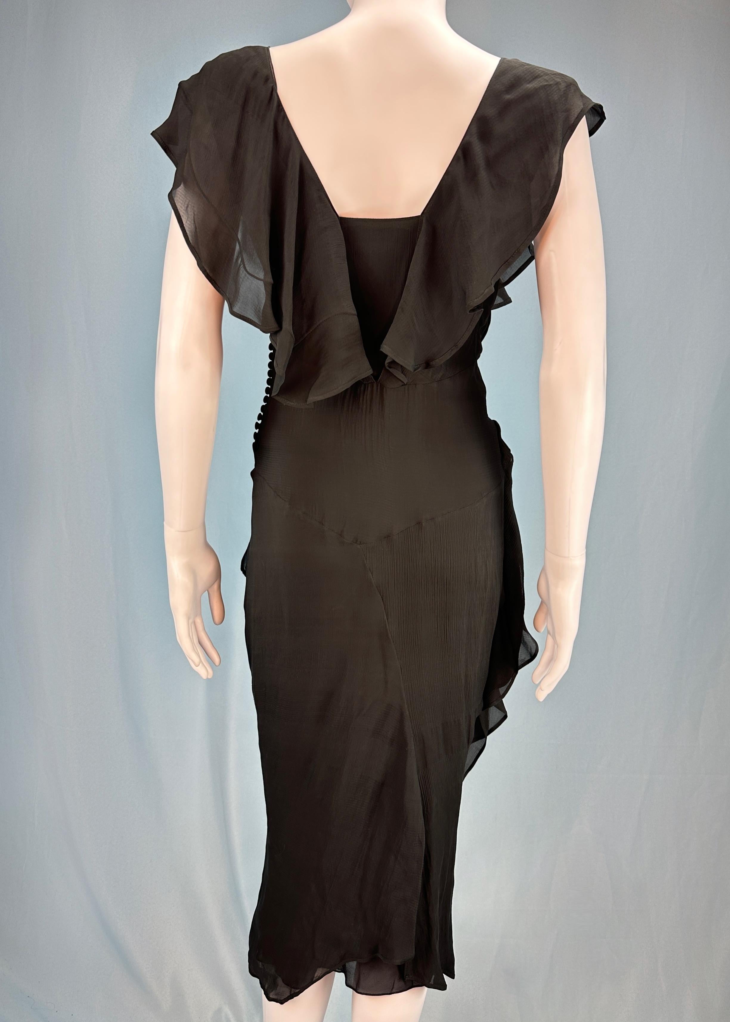 Dior Fall 2006 Black Silk Chiffon Ruffle Dress In Excellent Condition For Sale In Hertfordshire, GB