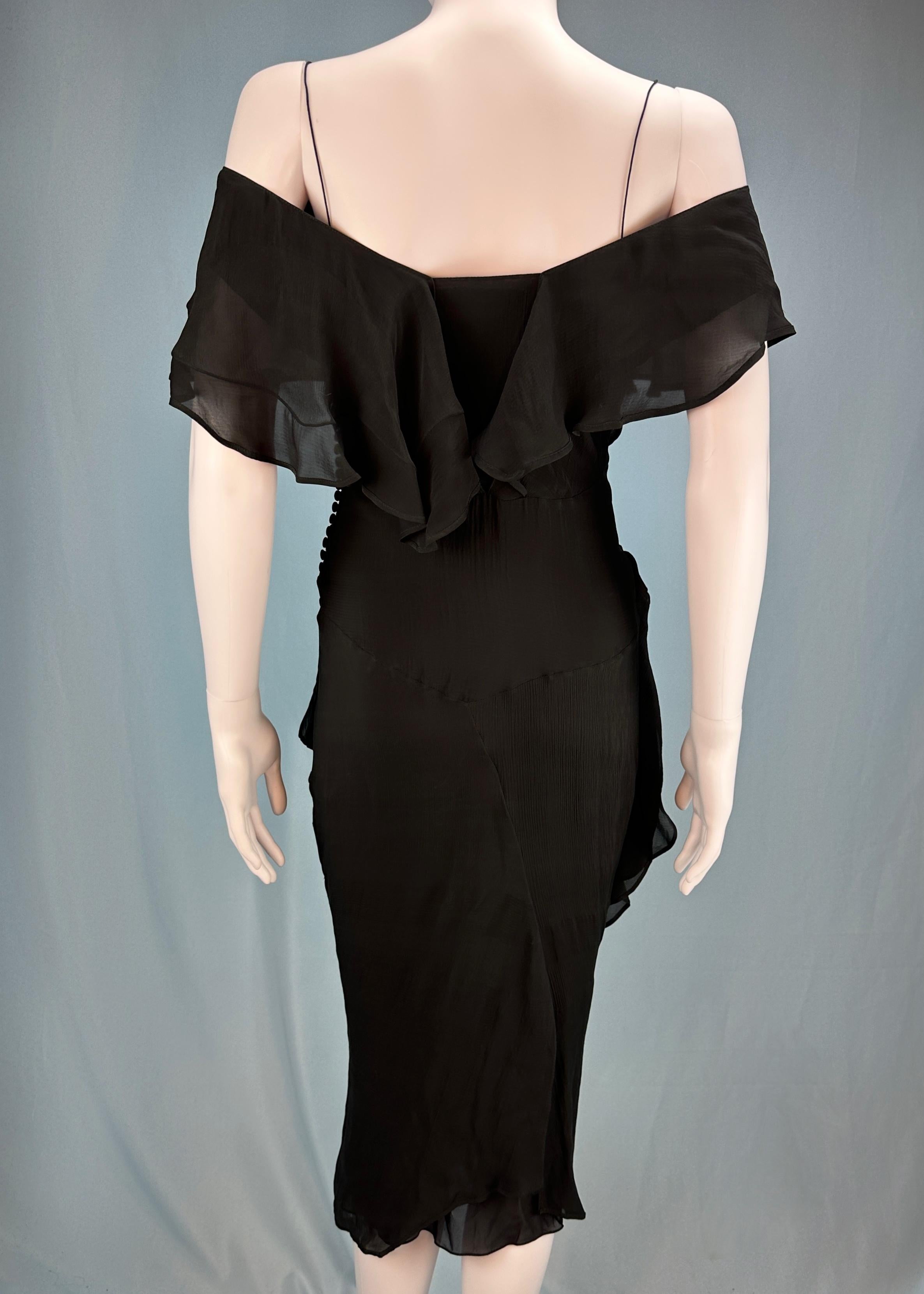 Women's Dior Fall 2006 Black Silk Chiffon Ruffle Dress For Sale