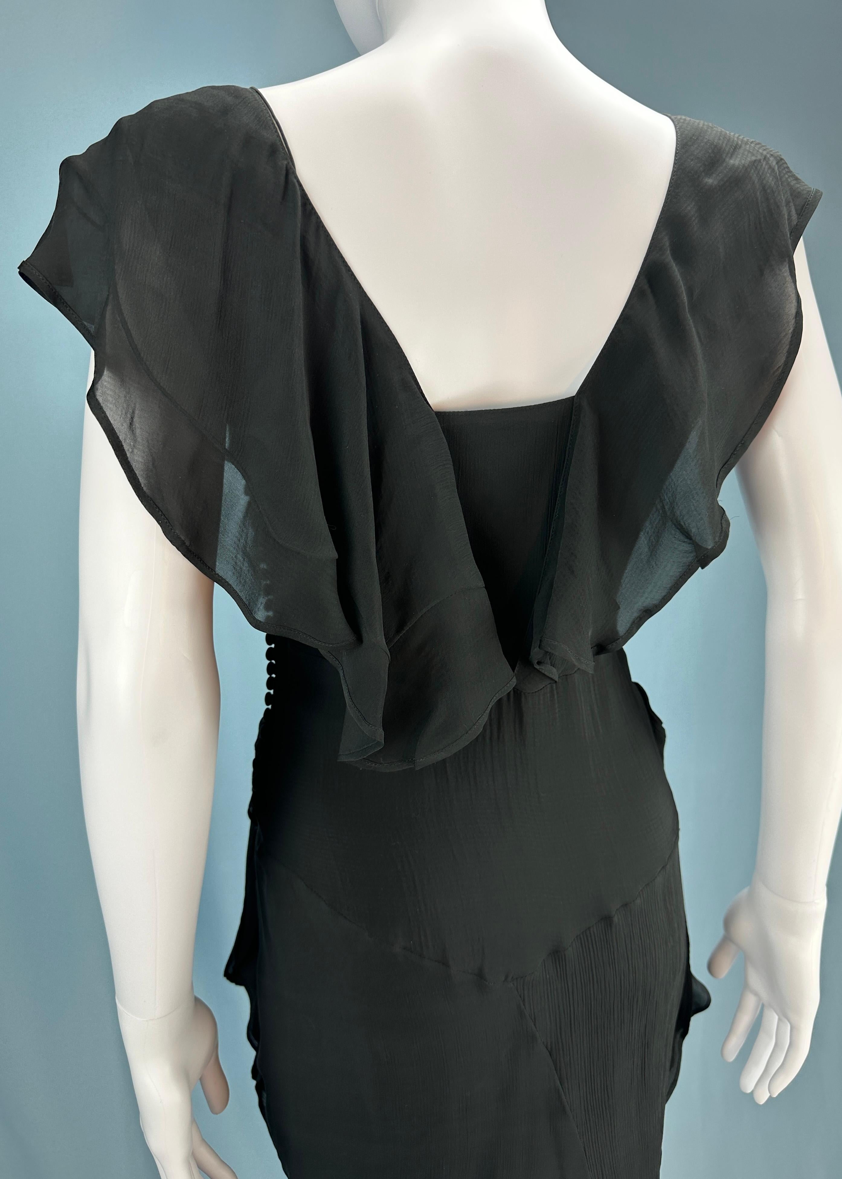 Dior Fall 2006 Black Silk Chiffon Ruffle Dress For Sale 1
