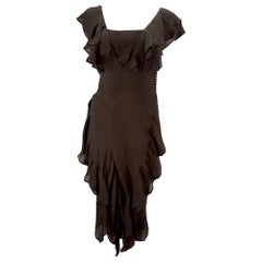 Dior Fall 2006 Black Silk Chiffon Ruffle Dress