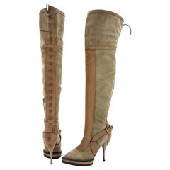 Dior Fall 2010 John Galliano Intrigante Thigh High Corset Suede Heeled Boots 39