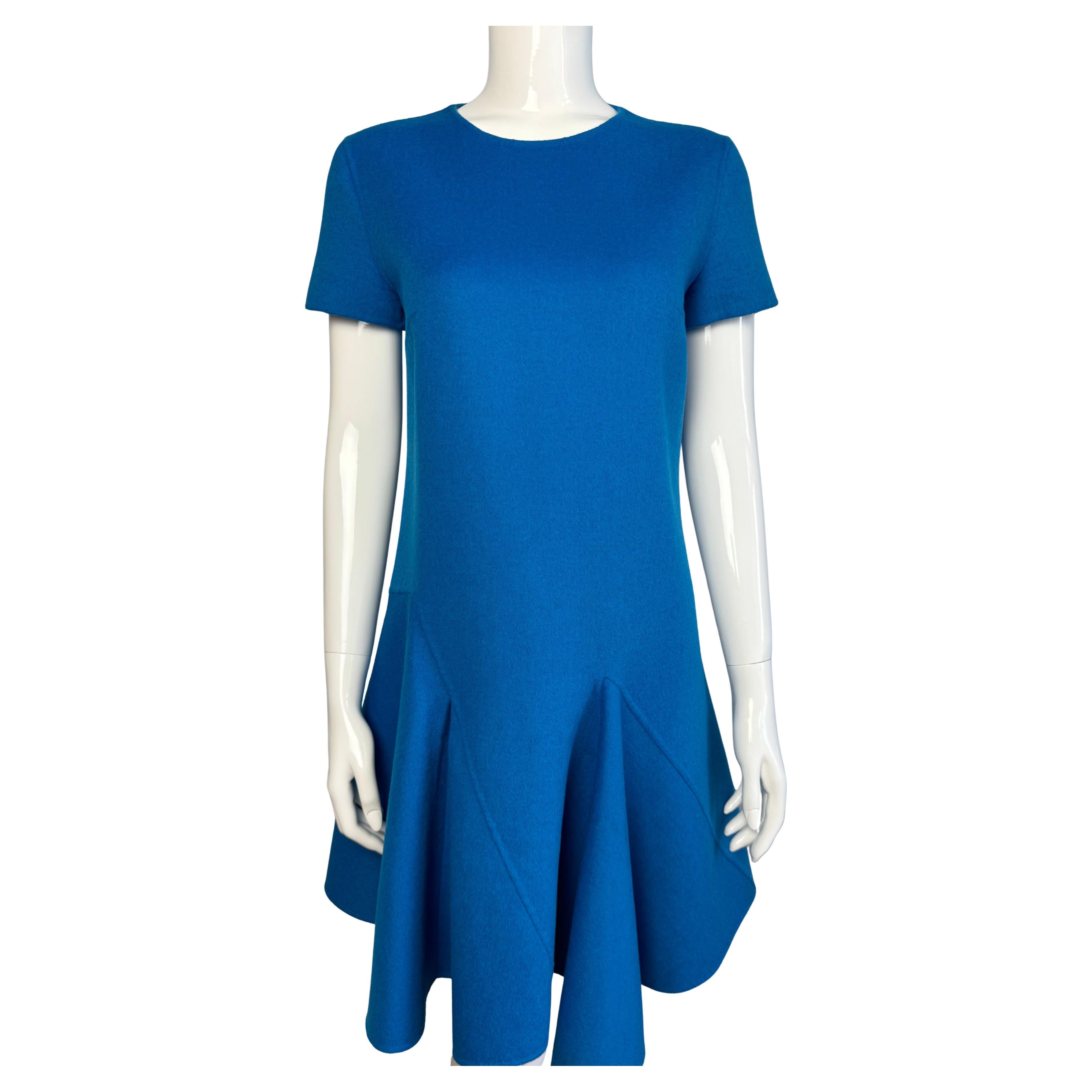 Dior Fall 2014 RTW Blue Flared Wool Dress