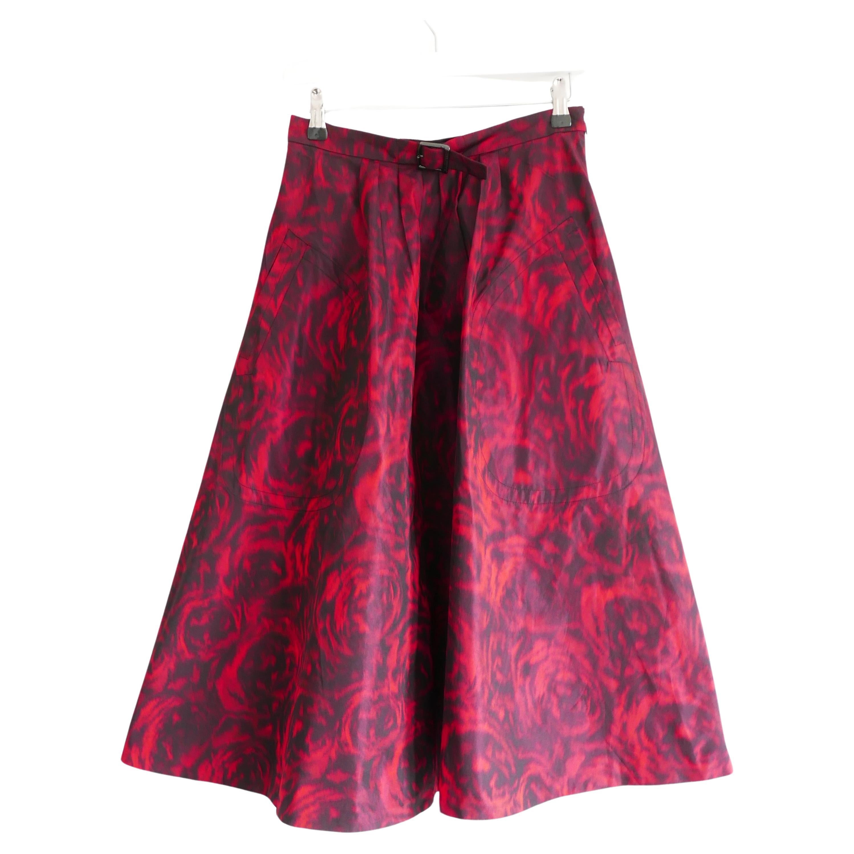 Dior Fall 2021 Blurred Rose Print Taffeta Midi Skirt For Sale