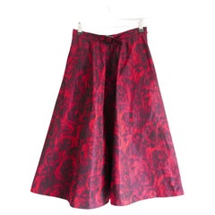Dior Fall 2021 Blurred Rose Print Taffeta Midi Skirt