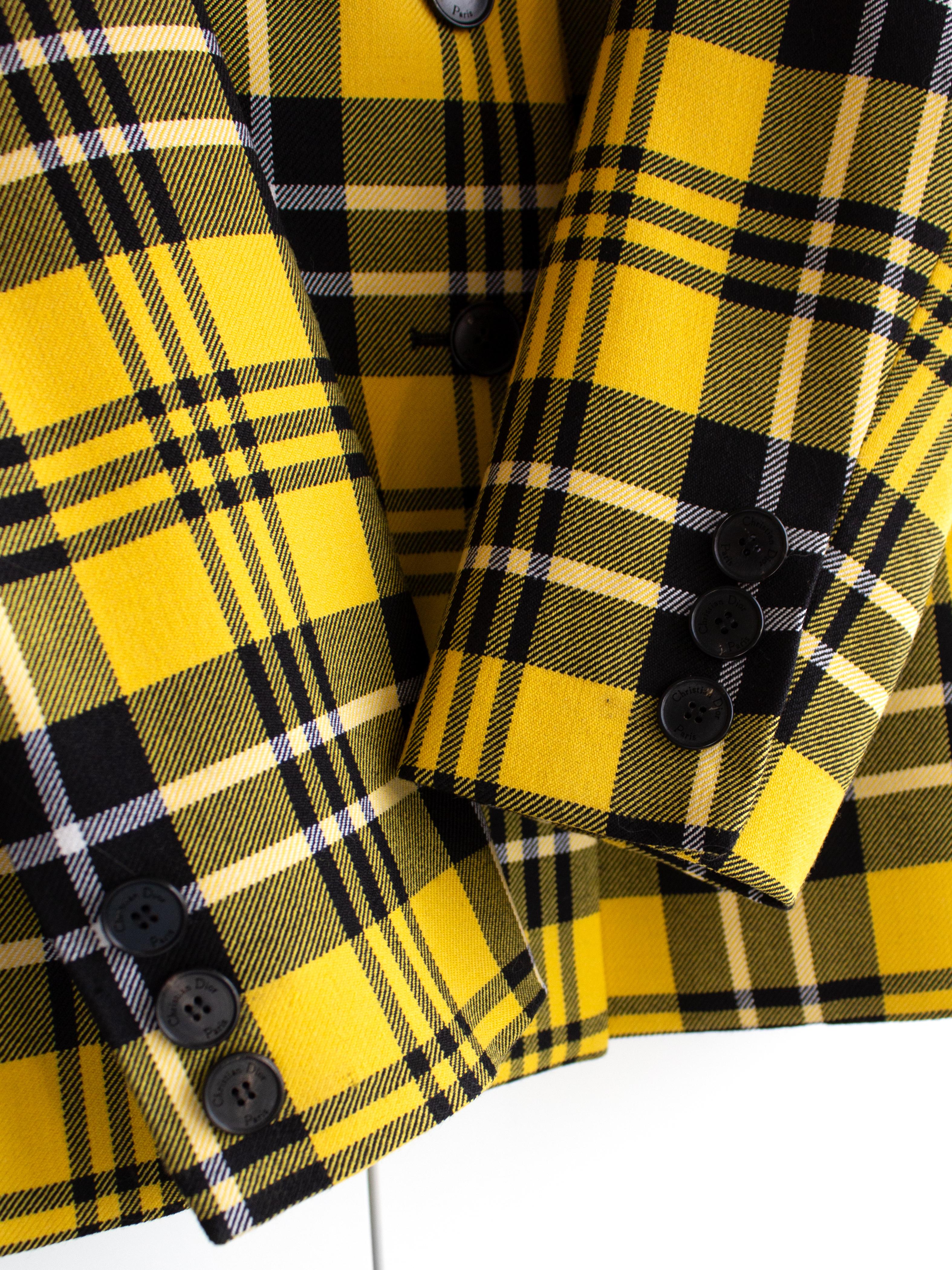 Dior Fall/Winter 2022 Yellow Black Plaid Bar Clueless Blazer Jacket 6