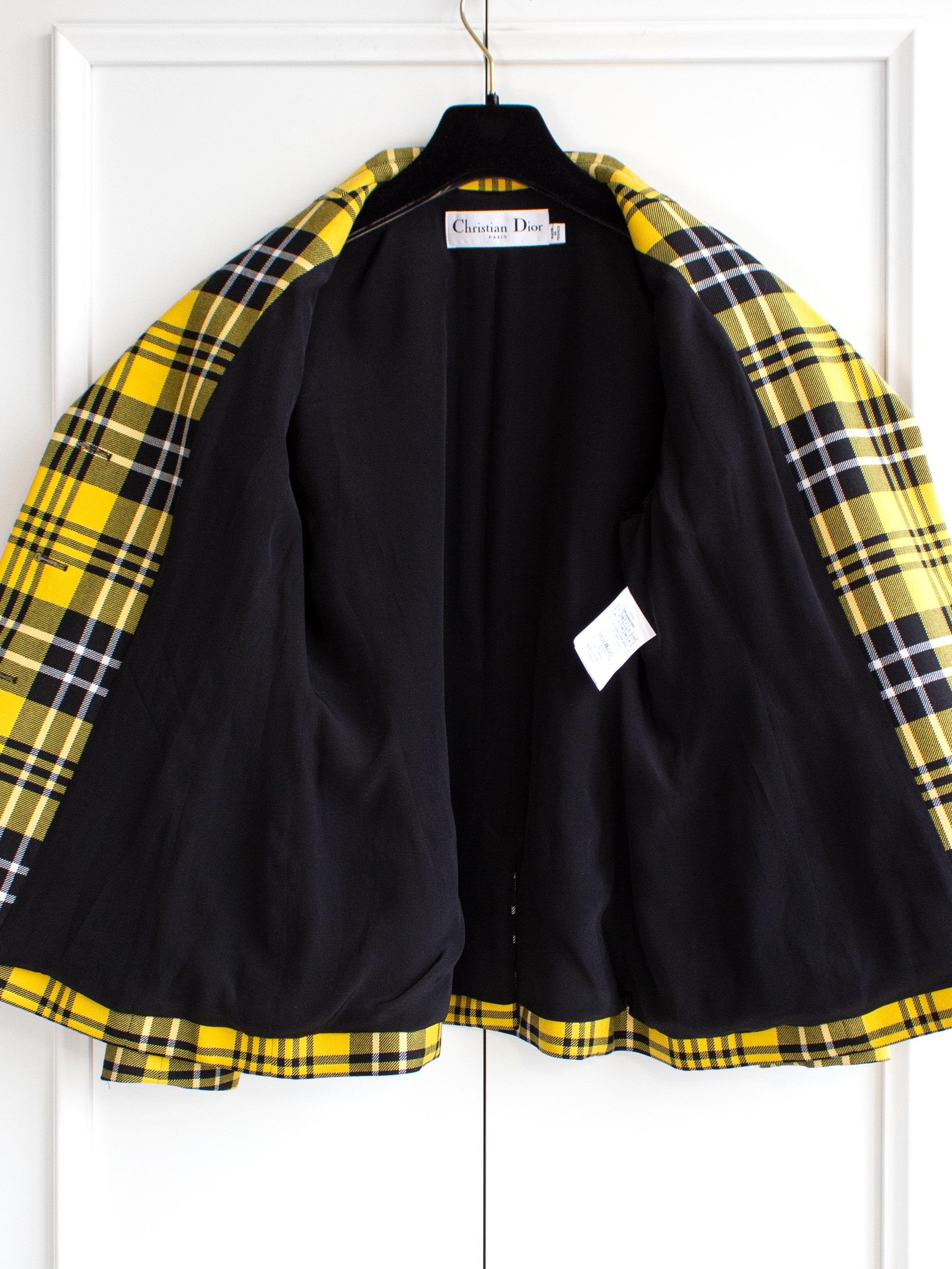 Dior Fall/Winter 2022 Yellow Black Plaid Bar Clueless Blazer Jacket 8