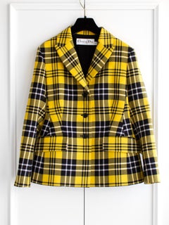 Dior Fall/Winter 2022 Yellow Black Plaid Bar Clueless Blazer Jacket