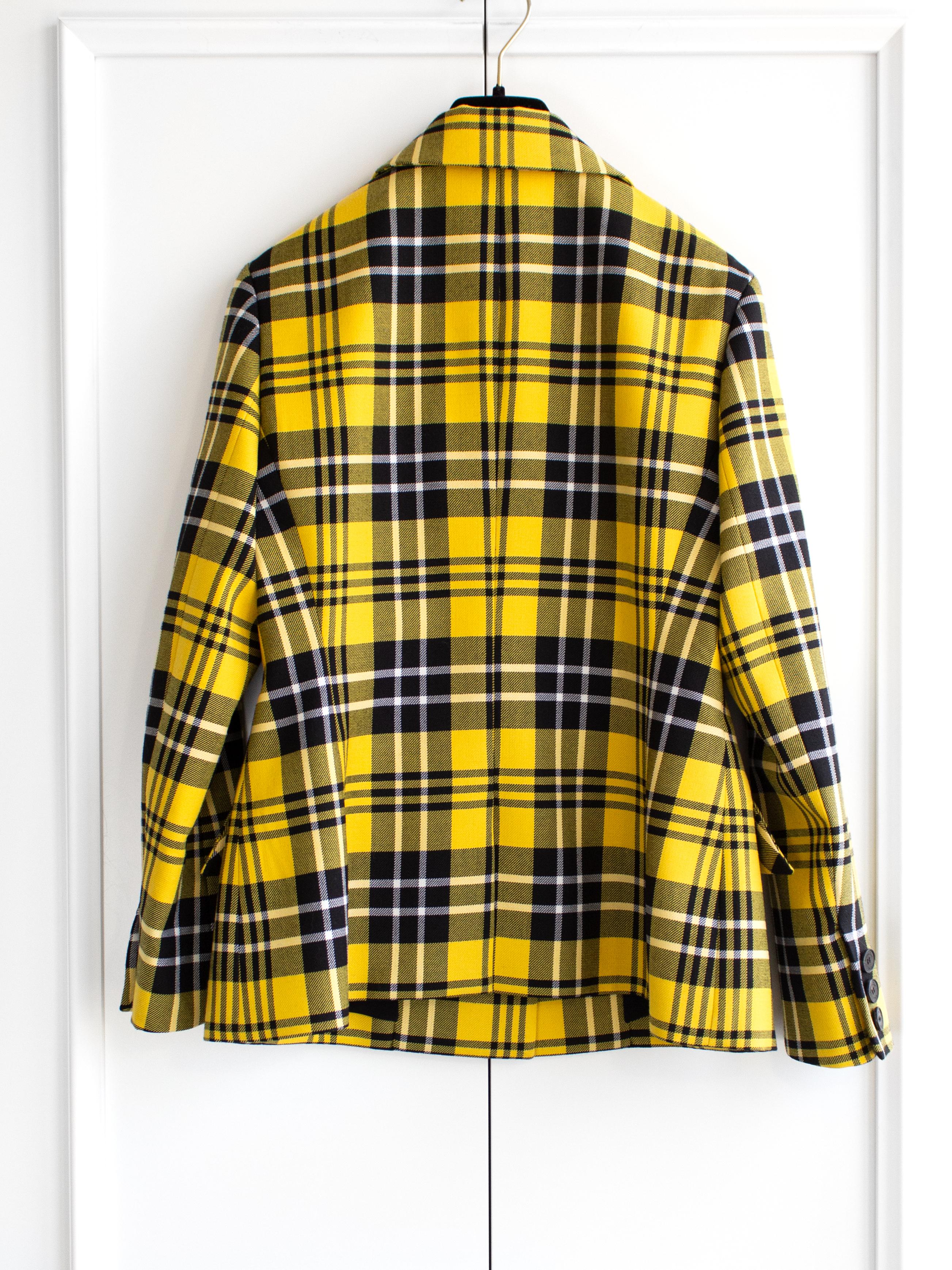 Dior Fall/Winter 2022 Yellow Black Plaid Bar Clueless Blazer Jacket In Excellent Condition For Sale In Jersey City, NJ